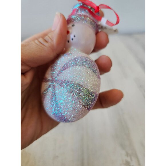 Living quarter snowman peppermint glitter ornament Xmas tree sparkle ornament - Picture 9 of 10